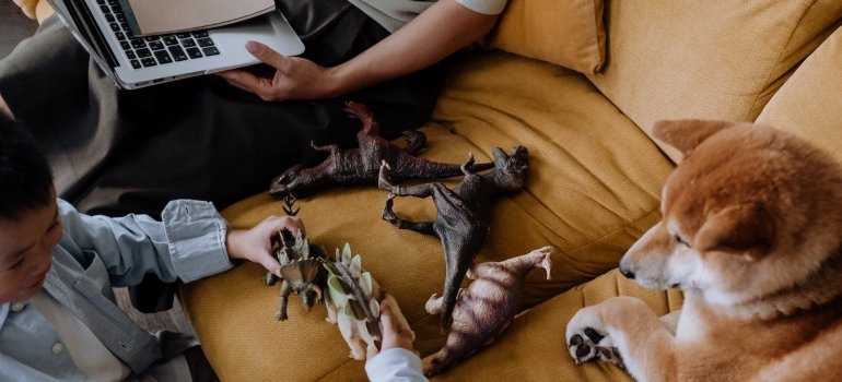 Long distances moving with a toddler can go smoothly when they are entertained with toys and pets in the back seat